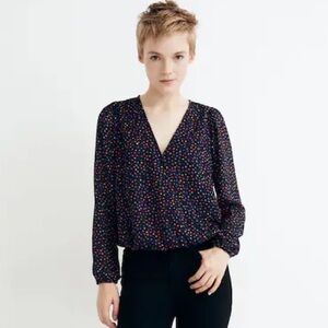 Madewell Lyric Wrap Top in Sugar Dot (M)